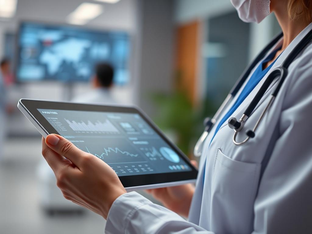 A close up shot of a healthcare professional using a